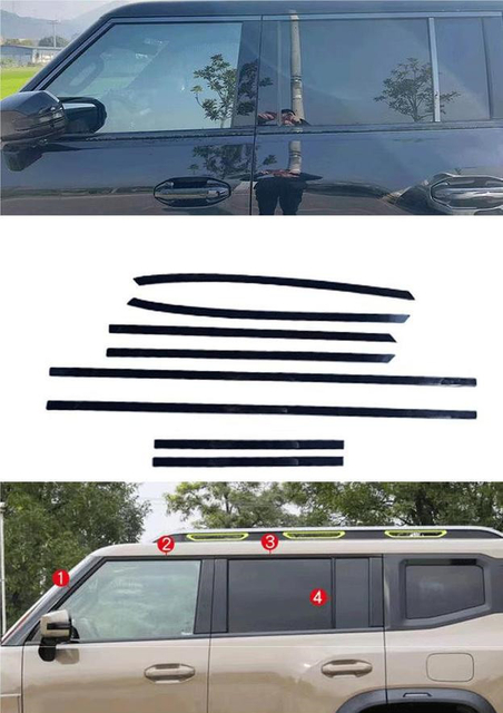 Black Color Stainless Steel Window Trim for Jetour T2 Accessories